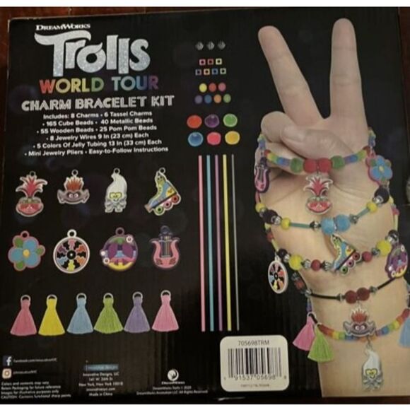 Trolls World Tour Charm Bracelet Set DIY Craft Activity NEW IN BOX - Picture 2 of 2